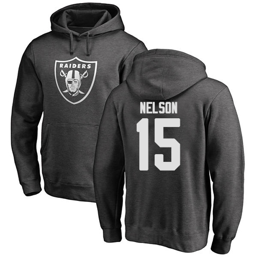 Men Oakland Raiders Ash J  J  Nelson One Color NFL Football #15 Pullover Hoodie Sweatshirts